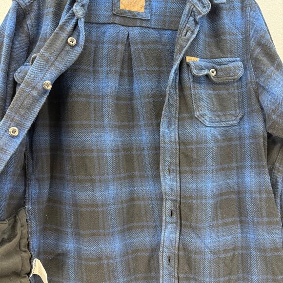 Orvis Men's Classic Collection M Blue Black Flannel Button Up Shacket Fisherman - Picture 4 of 10